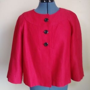 Cherry Red Linen Jacket - Cute and Professional!